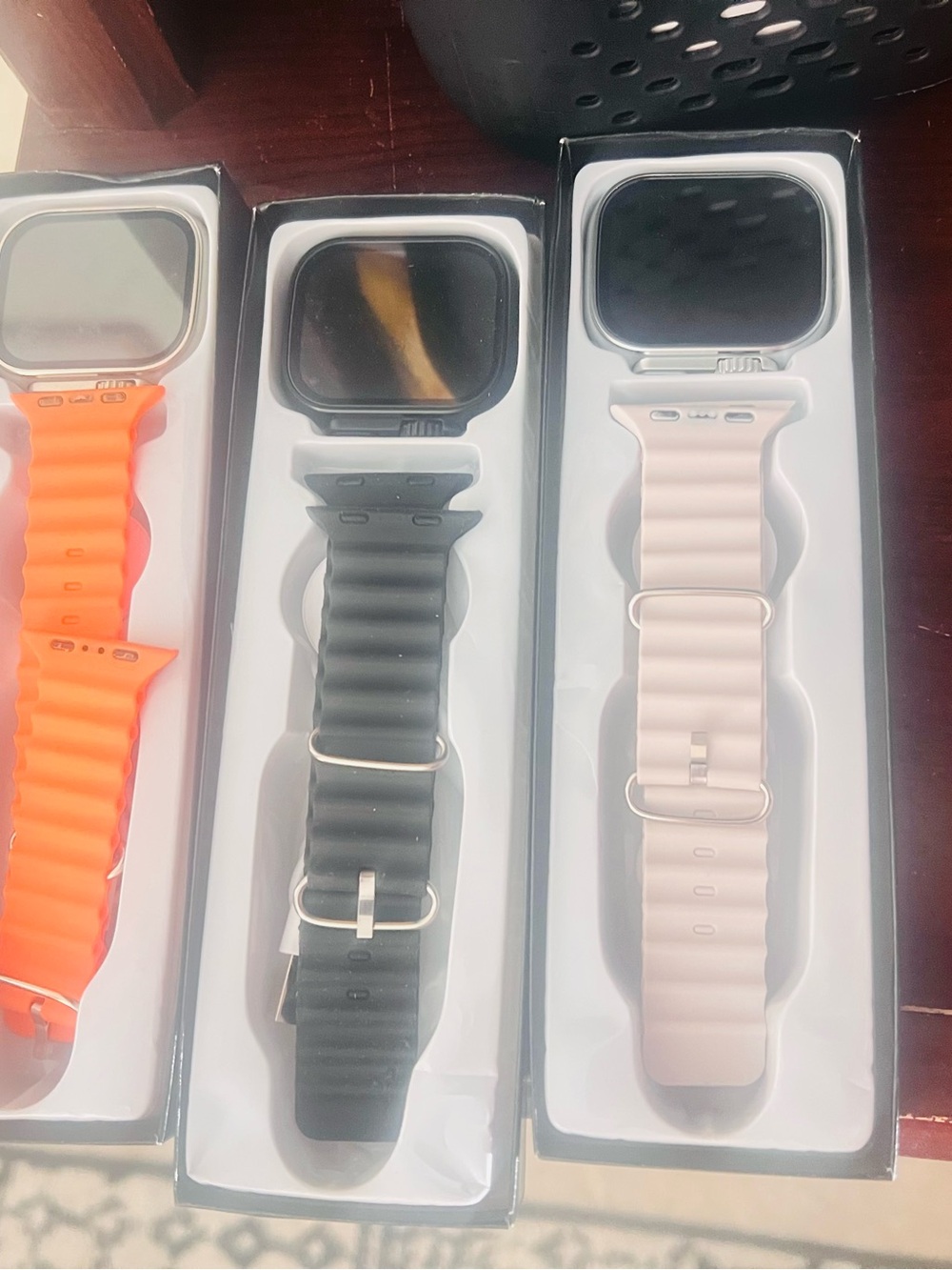 Silicone Smartwatch Strap with Metal Buckle - Black, Pink, Orange